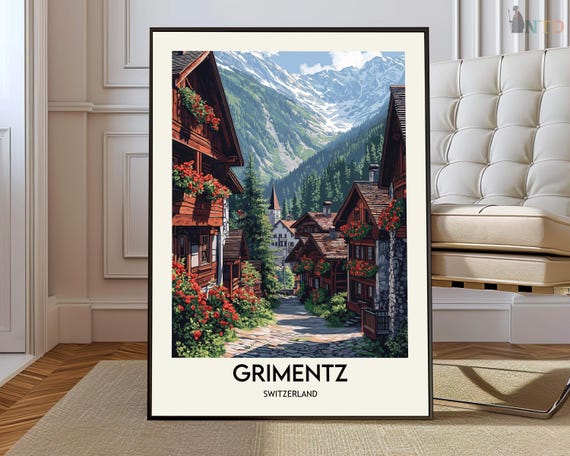 Grimentz Poster Wall Art Print Photo Travel City Map