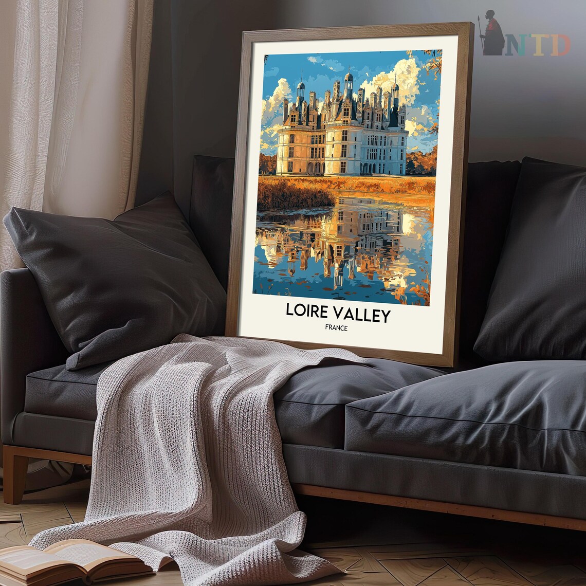 Loire Valley Chambord Chateau Mirror Lake Reflection Travel Poster - Image 3