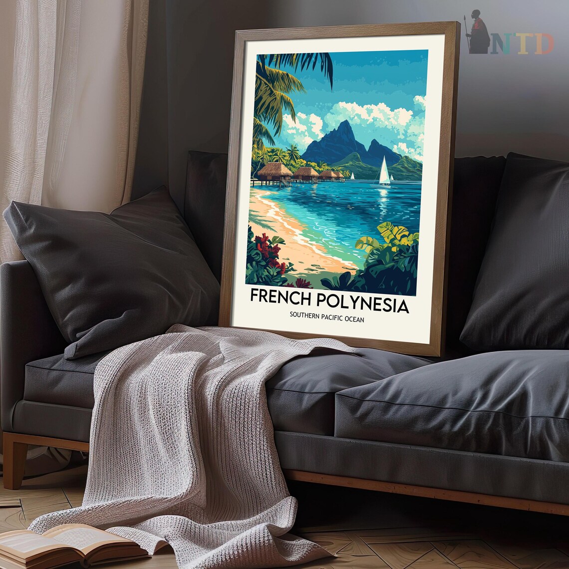 French Polynesia Beach Travel Poster Art Print - Image 3