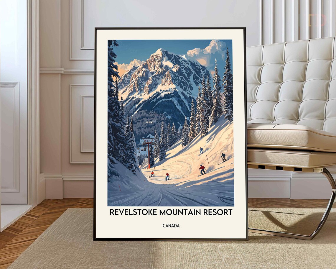 Revelstoke Mountain Resort Travel Poster, Ski BC Canada