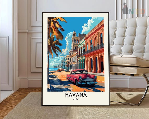 Havana Travel Print Wall Art Hanging Home Dcor Gift Lovers Caribbean Poster