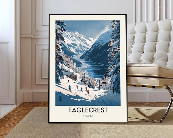 Eaglecrest Ski Area Mountain Valley Lake Vintage Ski Travel Poster