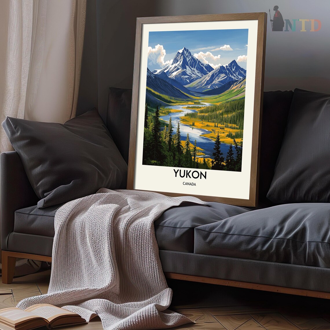 Yukon Canada Mountain Valley River Wilderness Vintage Travel Poster - Image 3