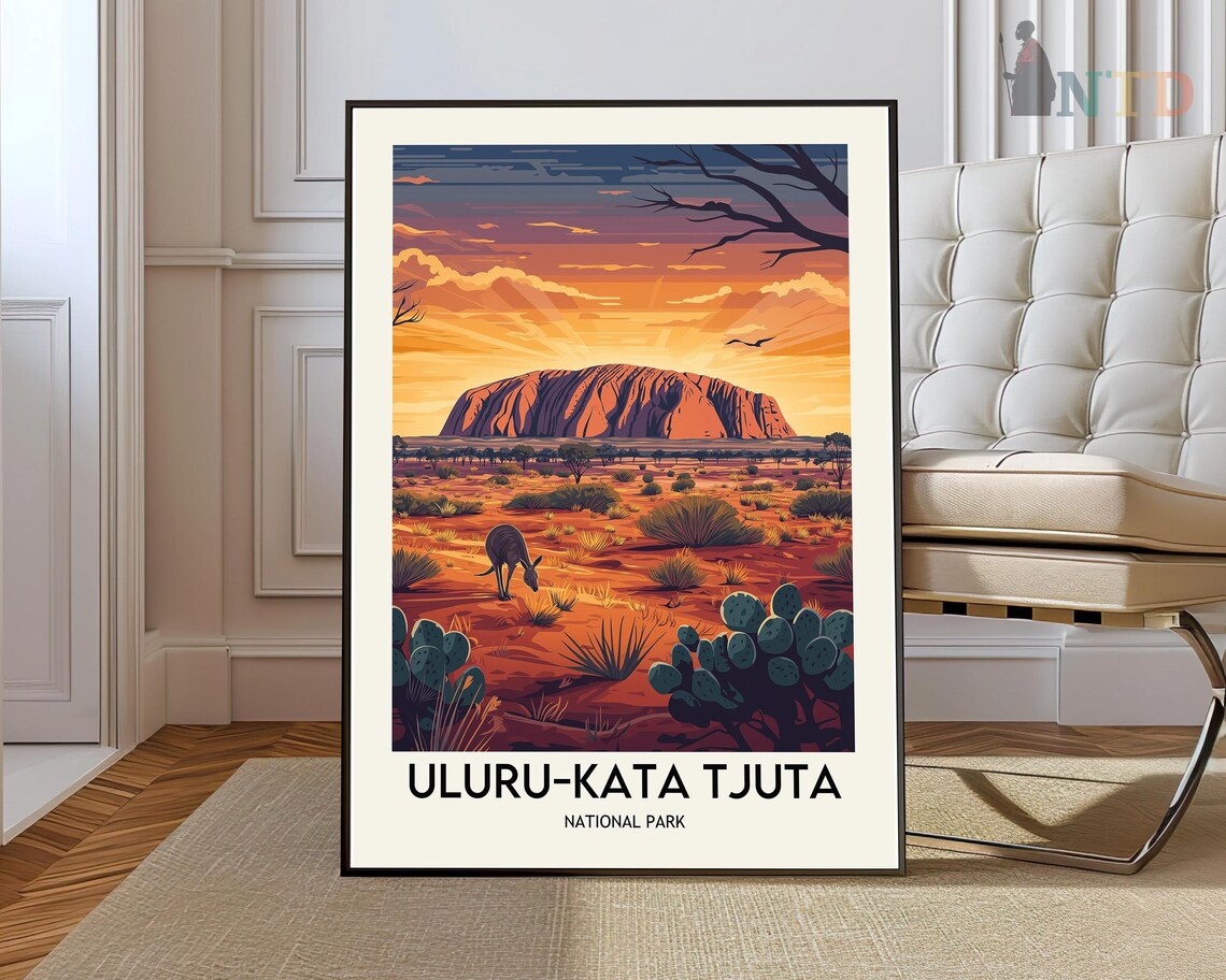Uluru Kata Tjuta National Park Sunset Outback Illustration Poster