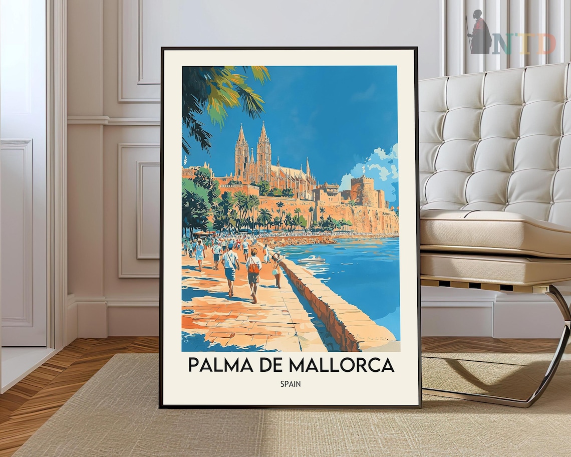 Palma de Mallorca Spain Cathedral Seafront Promenade Summer Poster