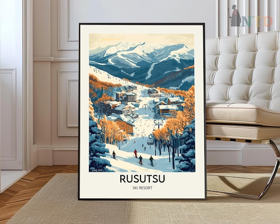 Rusutsu Ski Resort Snowy Slopes Hokkaido Winter Sports Travel Poster