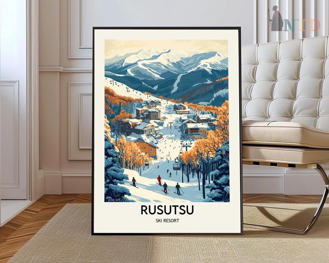 Rusutsu Ski Resort Snowy Slopes Hokkaido Winter Sports Travel Poster
