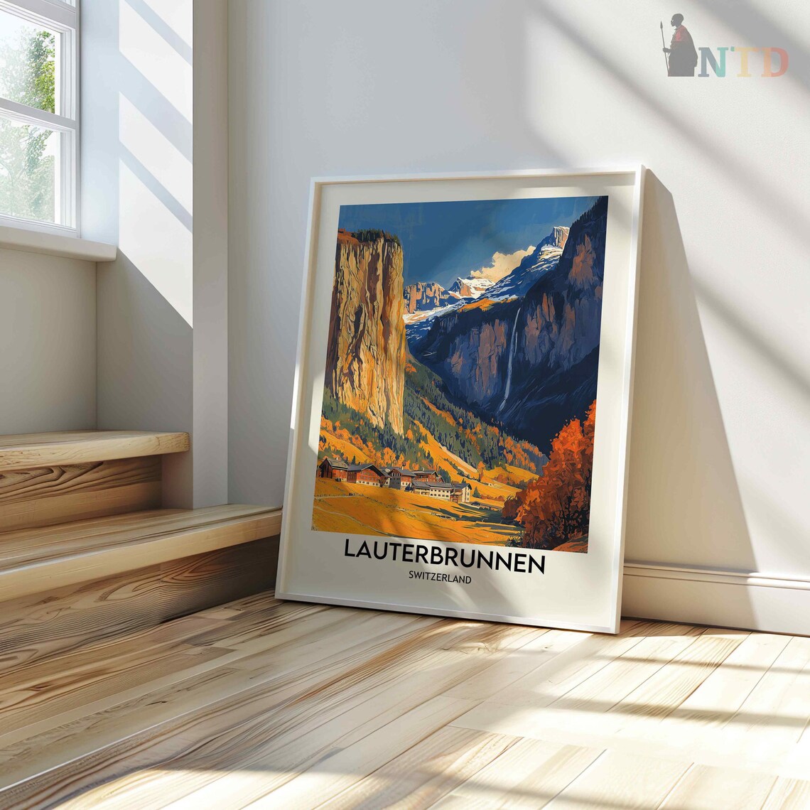Lauterbrunnen Switzerland Staubbach Falls Autumn Valley Poster - Image 3