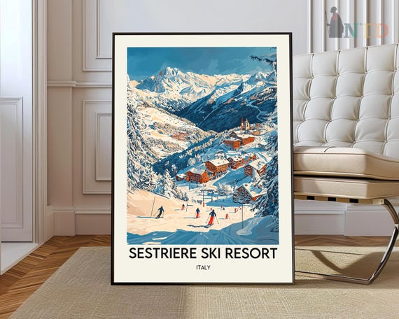 Sestriere Ski Resort Poster Wall Art Print Photo Italian Alps
