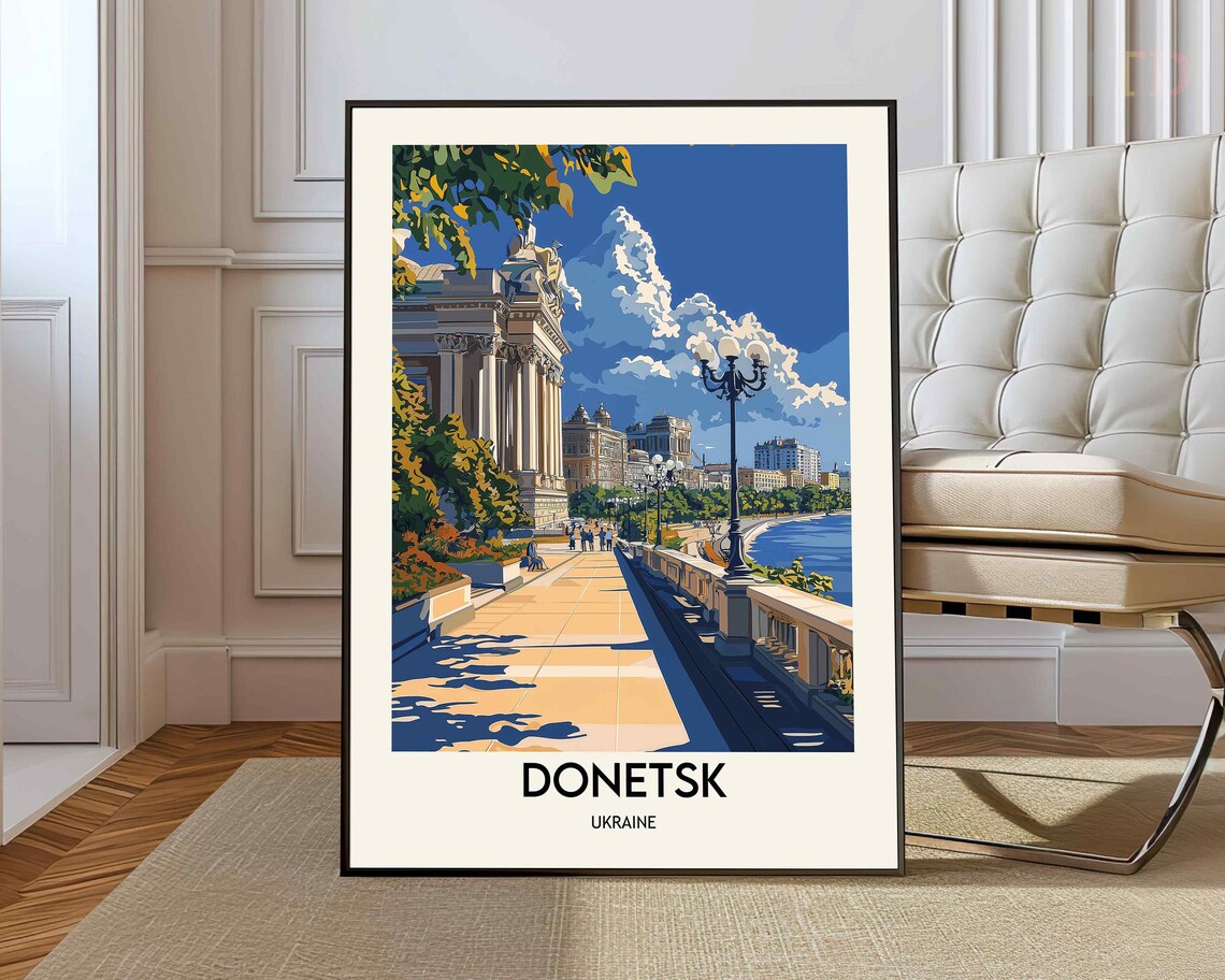 Donetsk Ukraine Promenade Riverfront Vintage Travel Art Print
