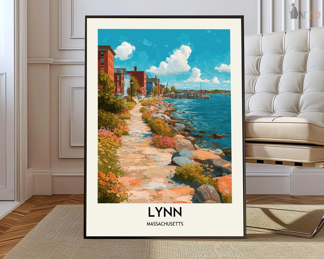 Lynn Massachusetts Harbor Coastal Path Seaside Travel Poster