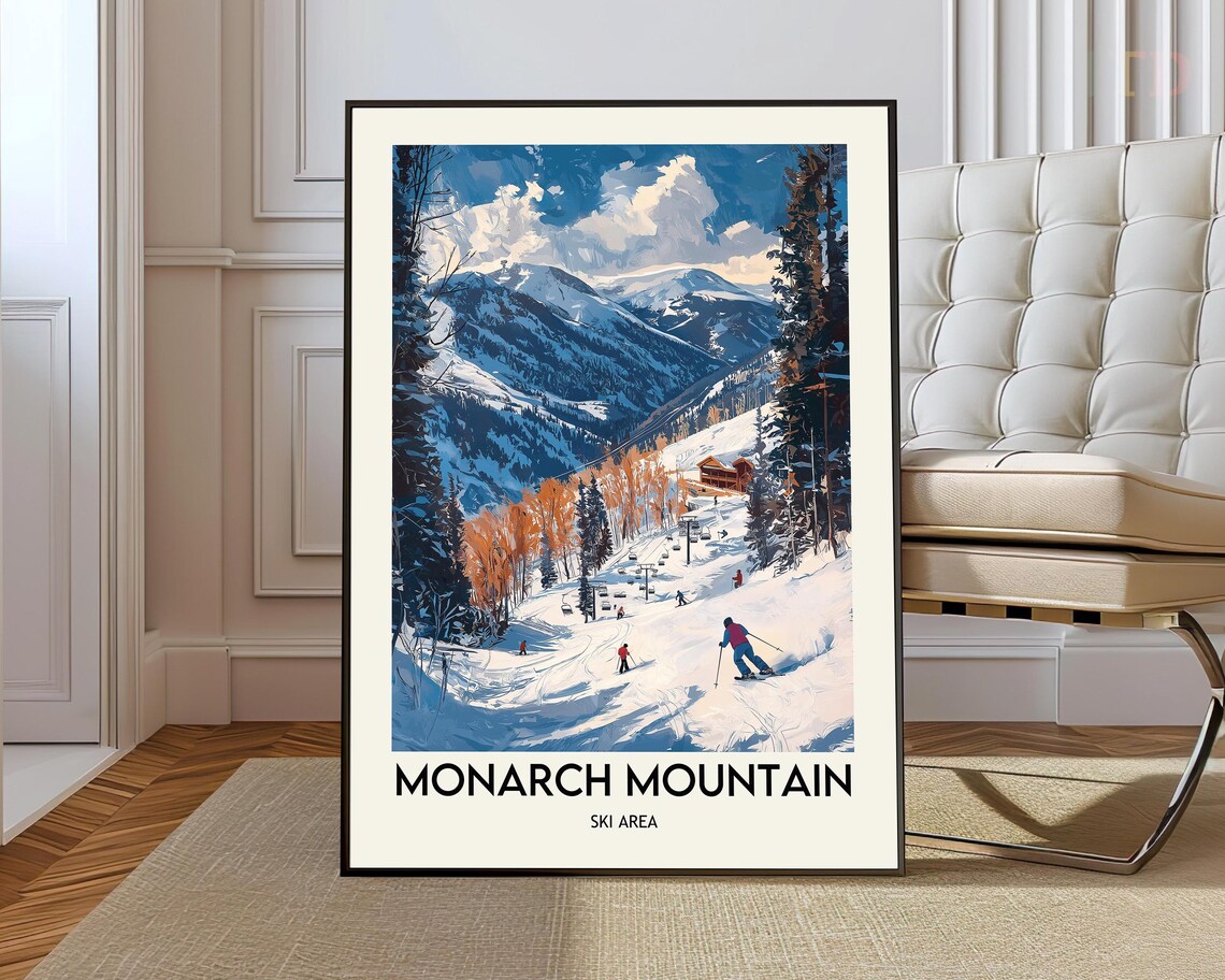 Monarch Mountain Colorado Ski Area Snowy Slopes Skiers Travel Poster