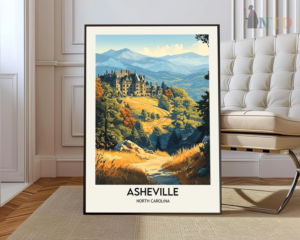 Asheville North Carolina Estate Autumn Blue Ridge Travel Poster