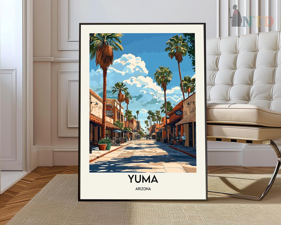 Yuma Arizona Palm Lined Historic Main Street Vintage Travel Poster