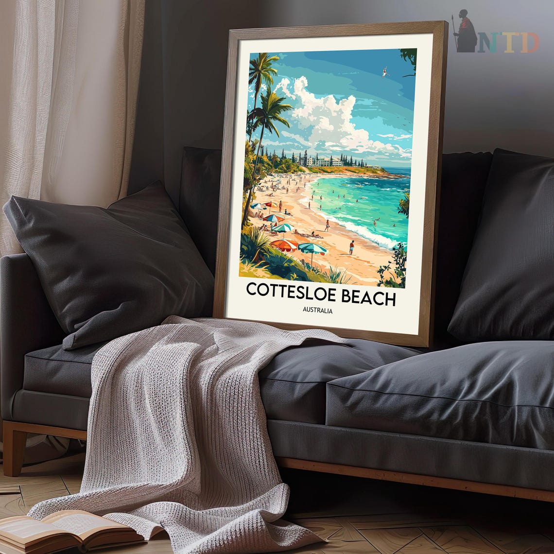 Cottesloe Beach Australia Perth Umbrellas Turquoise Travel Poster - Image 3