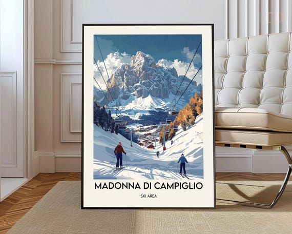 Madonna Di Campiglio Ski Resort Poster Wall Art Dolomites