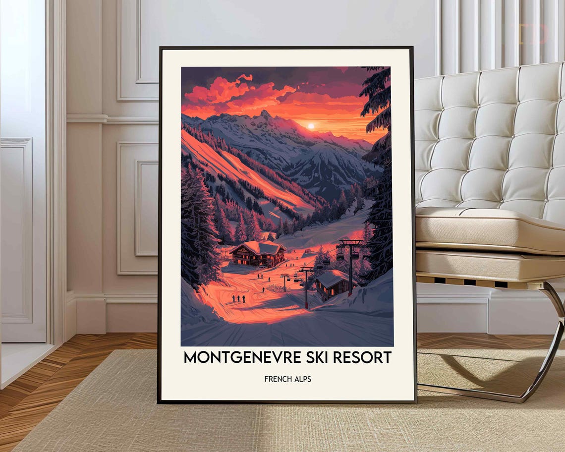 Montgenevre Ski Resort Rosy Sunset Glow French Alps Winter Poster