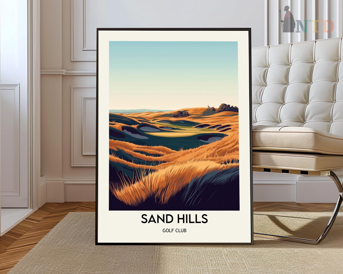 Sand Hills Golf Club Nebraska Prairie Dunes Vintage Golf Poster