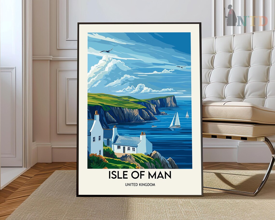 Isle of Man United Kingdom Cottage Cove Sailboats Bay Poster