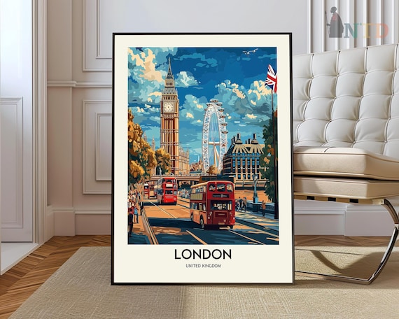 London Travel Poster, London City Wall Art Print