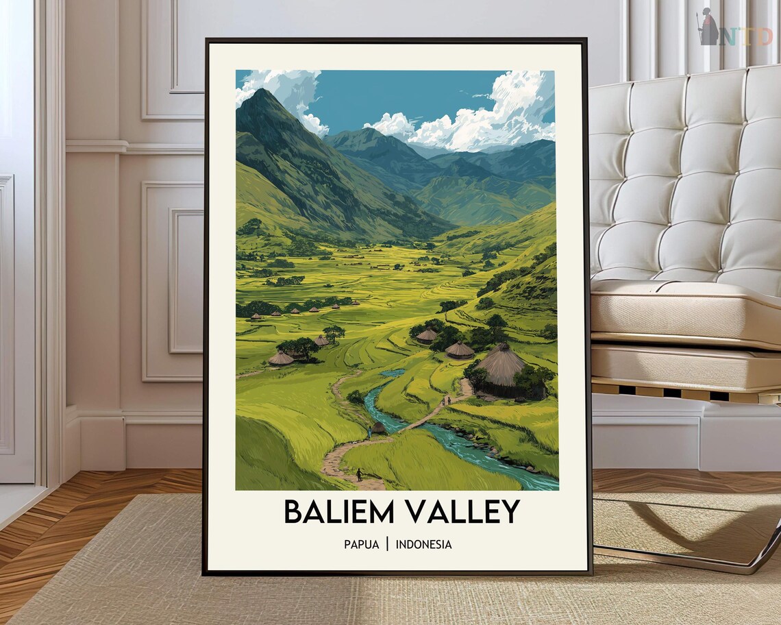 Baliem Valley Papua Indonesia Emerald Green Valley Travel Poster