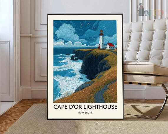 Cape Dor Lighthouse Poster Wall Art Print Nova Scotia Bay Of Fundy