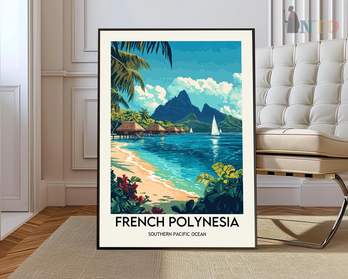 French Polynesia Beach Travel Poster Art Print