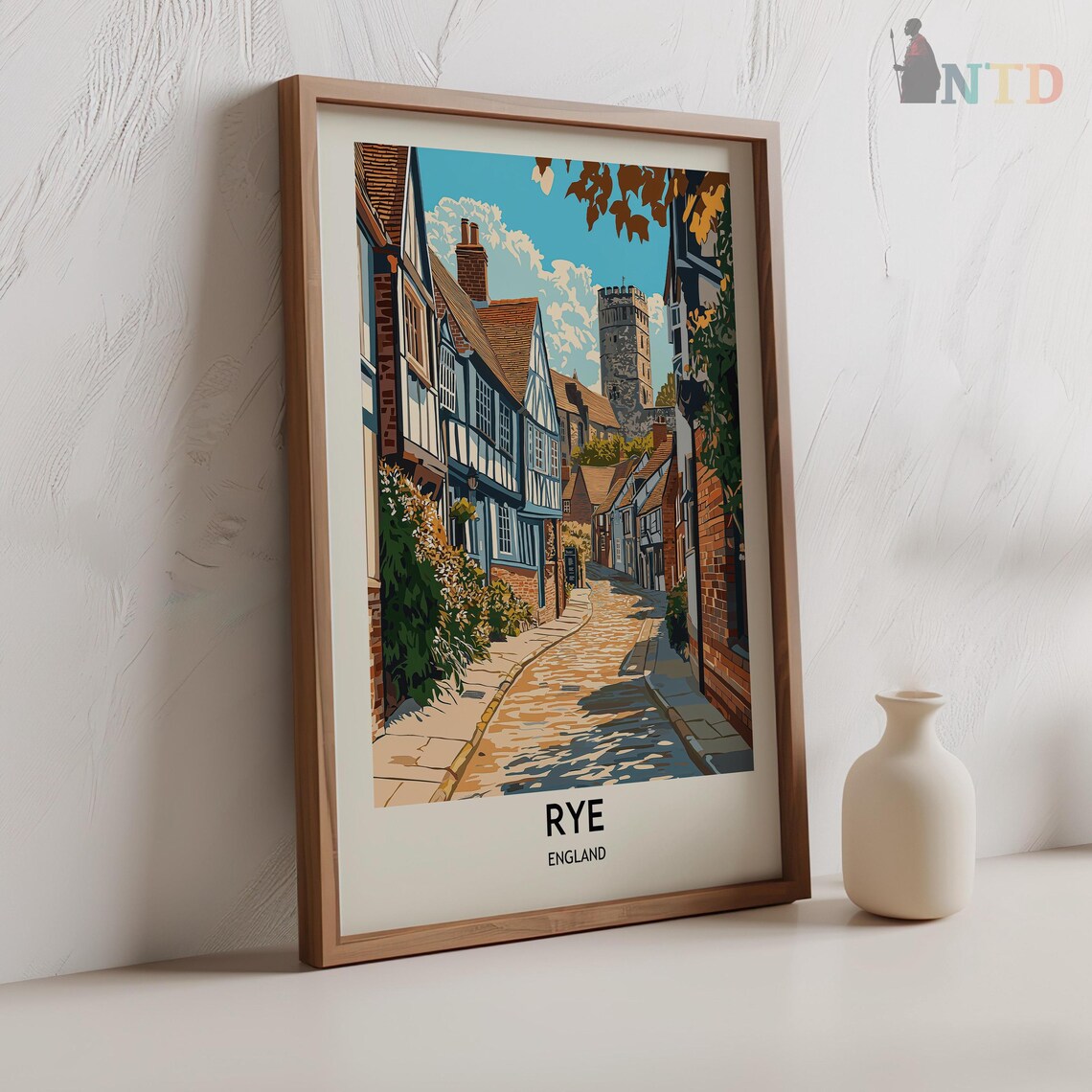 Historic Cobbled Street Rye East Sussex England Travel Poster - Image 2