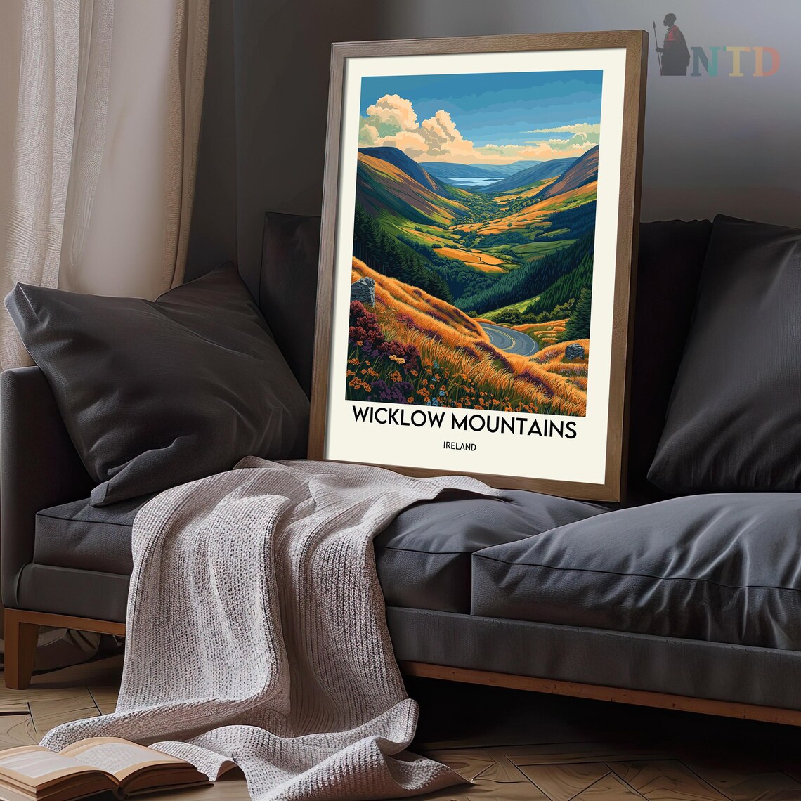 Wicklow Mountains Ireland Golden Valley Road Vintage Travel Poster - Image 3