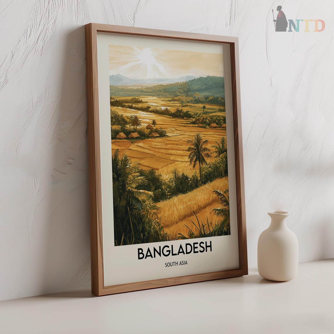 Golden Rice Fields at Sunrise Bangladesh South Asia Travel Poster - Image 3