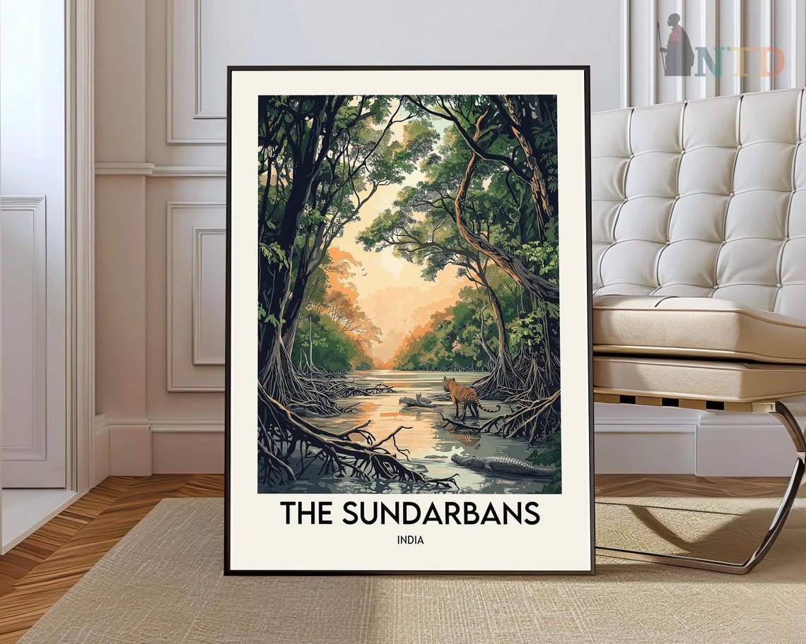 The Sundarbans India Mangrove Forest Royal Bengal Tiger Travel Poster