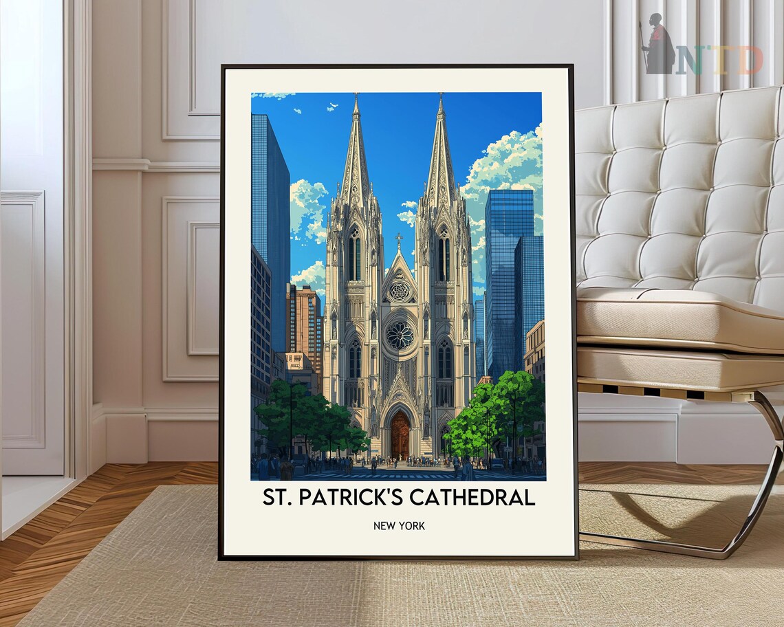 St. Patrick's Cathedral New York Gothic Spires Manhattan Travel Poster