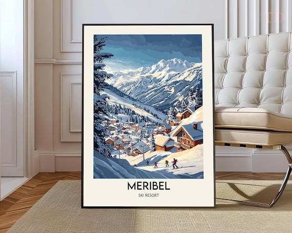 Meribel France Ski Resort Village Vintage Alpine Travel Poster
