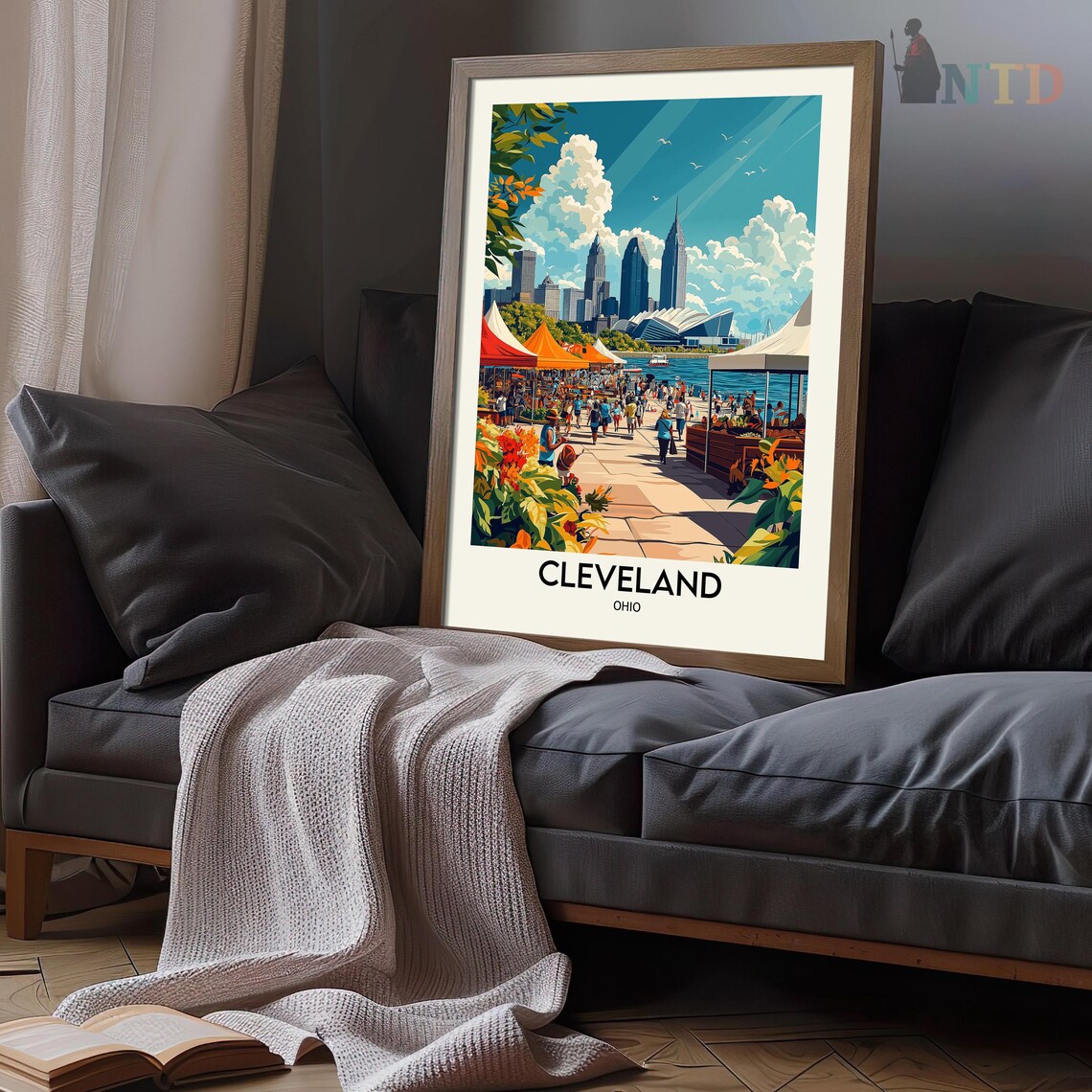Cleveland Ohio Lakefront Festival Skyline Summer Market Day Poster - Image 3
