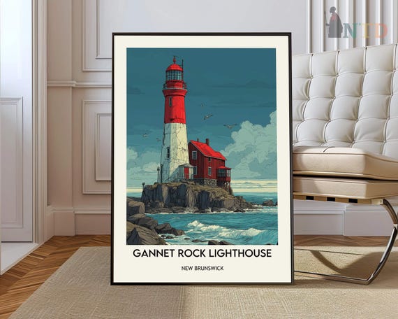 Gannet Rock Lighthouse Poster Wall Art Print Bay Of Fundy