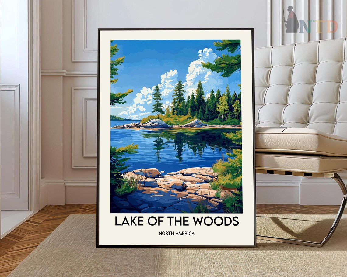 Lake of the Woods North America Rocky Shoreline Pine Lake Poster