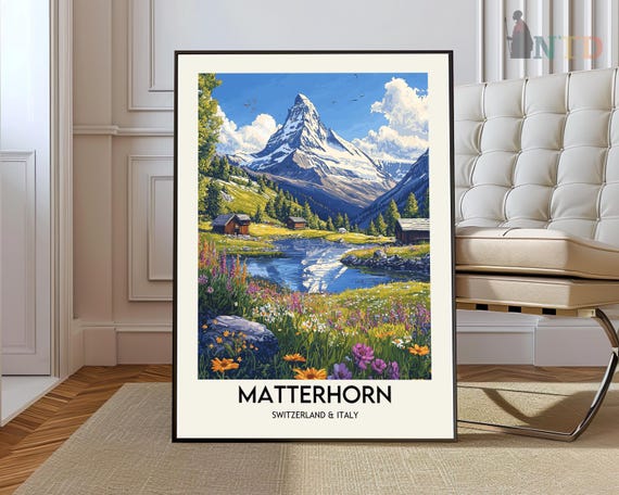 Matterhorn Poster Swiss Alps Photography Ski Art Print