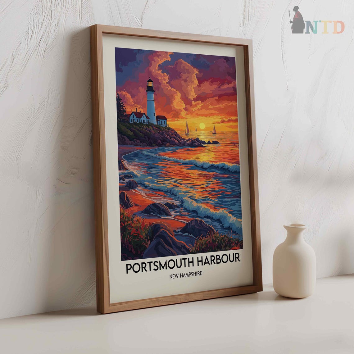 Portsmouth Harbour New Hampshire Lighthouse Sunset Sail Poster - Image 2