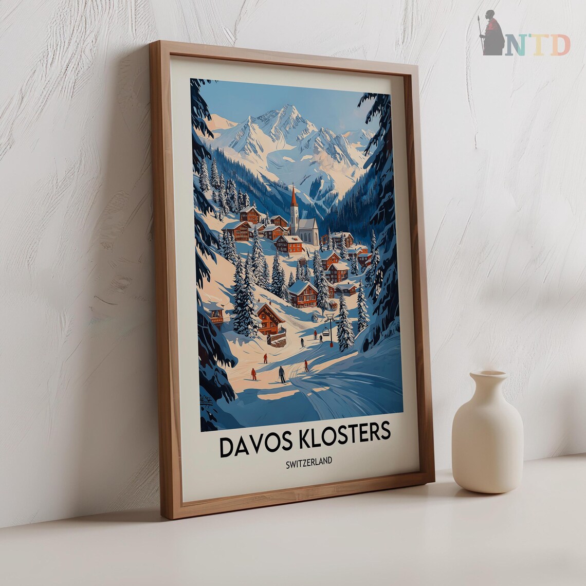 Davos Klosters Switzerland Snowy Ski Village Slopes Alpine Day Poster - Image 2
