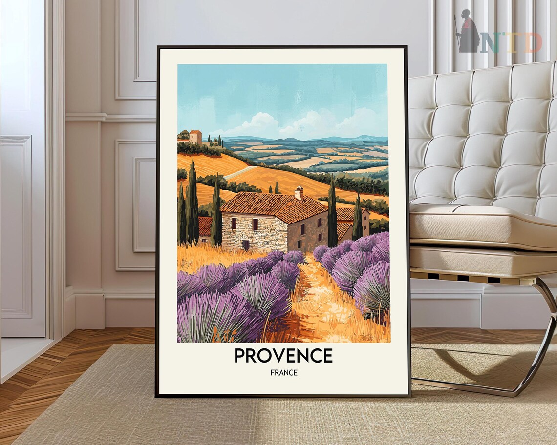 Provence France Lavender Field Farmhouse French Countryside Poster