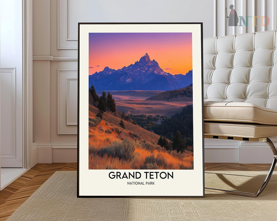 Grand Teton National Park Poster of Alpenglow on the Teton Peaks