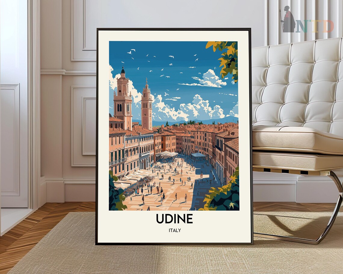 Udine Travel Poster, Italy Wall Art Print