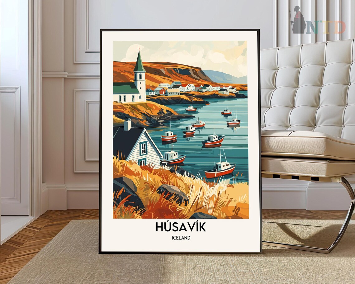 Husavik Iceland Travel Poster, Europe Wall Art