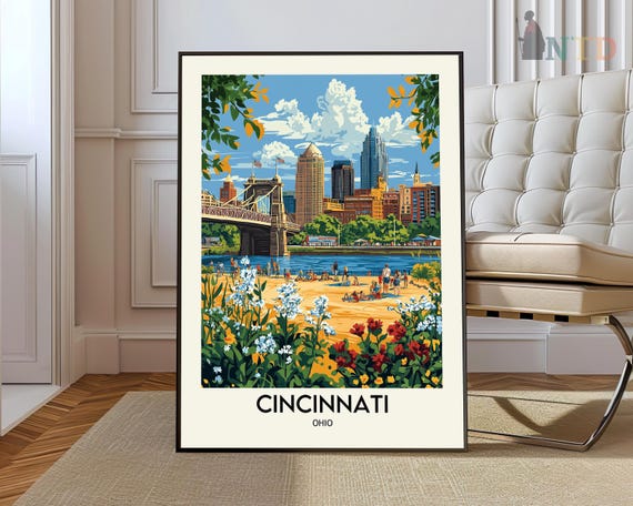 Cincinnati Print Poster Wall Art Artwork Photo Skyline