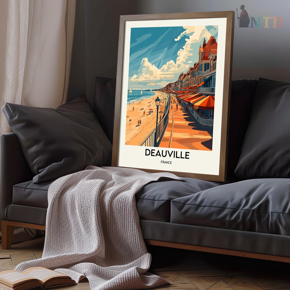 Deauville France Beach Boardwalk Belle Epoque Hotels Sun Day Poster - Image 3