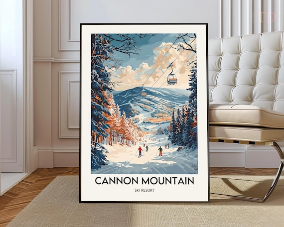 Cannon Mountain Ski Resort Travel Poster, Franconia Notch