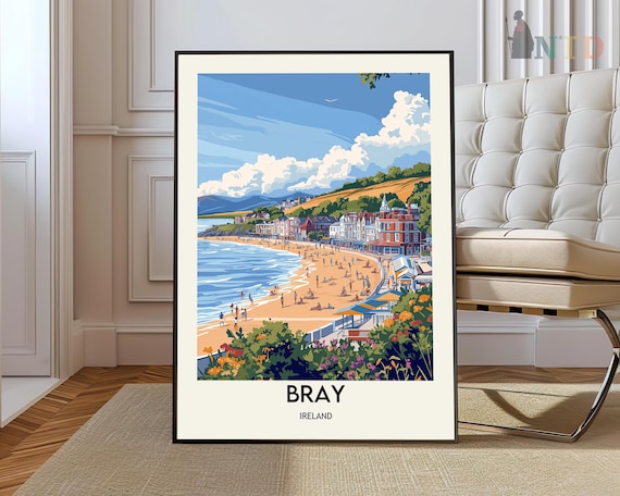 Bray Ireland Seaside Promenade Beach Resort Travel Art Poster
