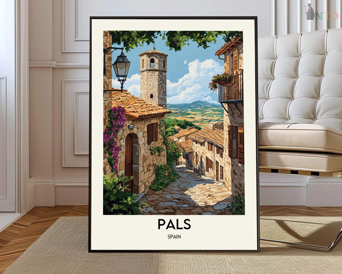 Pals Spain Medieval Village Tower Travel Poster Catalonia Art Decor