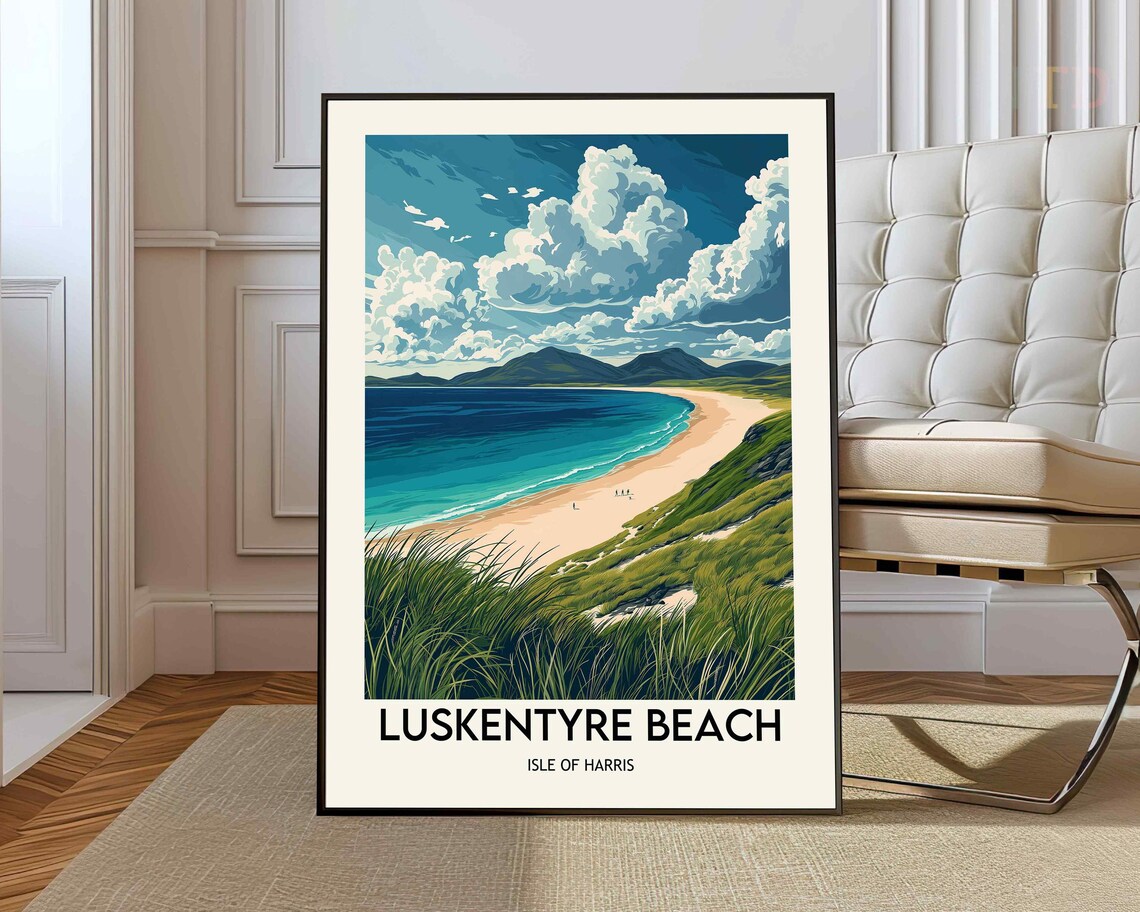 Luskentyre Beach Isle of Harris Scotland Coastal Travel Poster