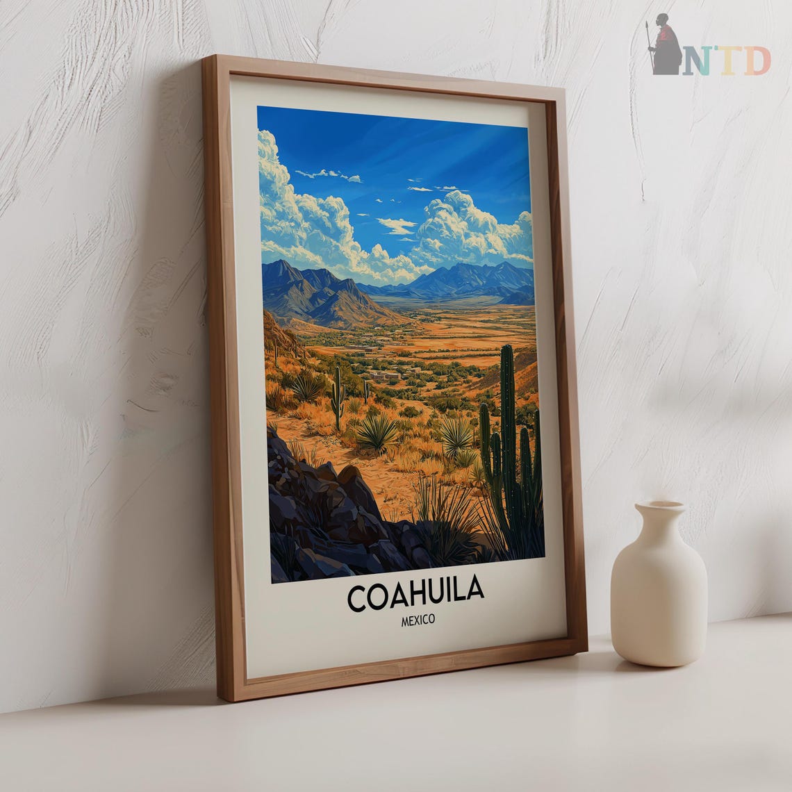 Coahuila Mexico Cactus Desert Plain Mountain Range View Poster - Image 2